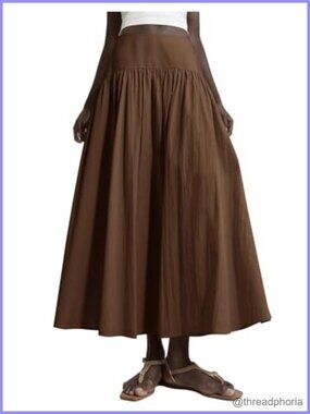 Women's Drop Waist Maxi Skirt A Line Flowy Long Skirt